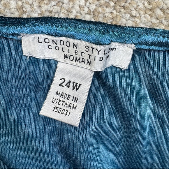 New London Style Elegant Teal Velvet Wrap Dress Women’s Size 24W - Picture 9 of 12